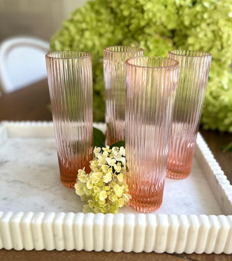 Marble Serving Tray with Fluted Edges