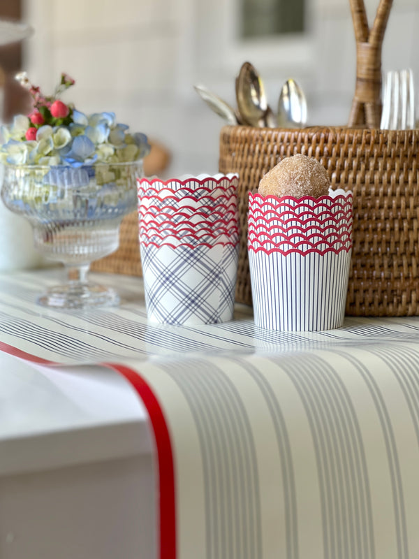 Paper table runner in red, white and blue stripe 