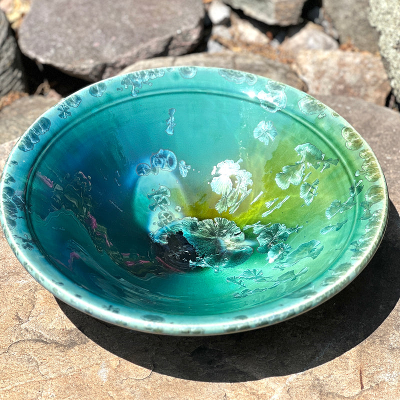 vintage Kent Folette green pottery bowl