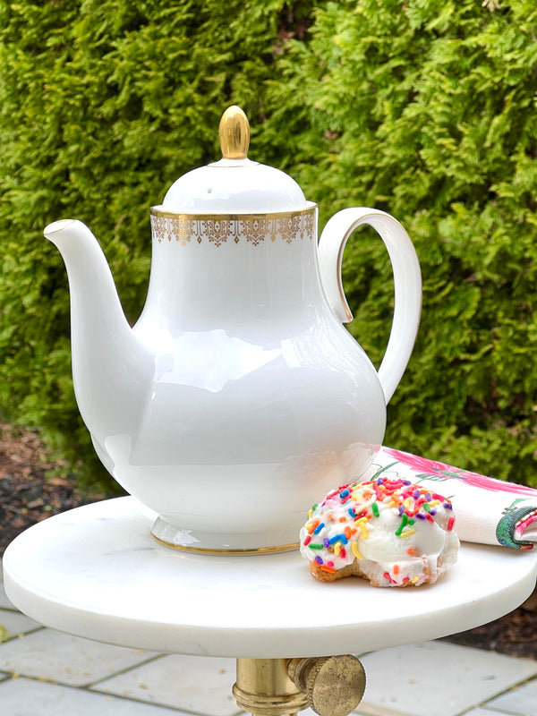 Vintage English Royal Doulton Fine Bone China Gold Lace Coffee Pot