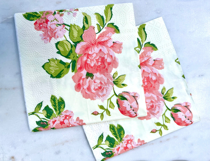 Pink floral paper napkins 