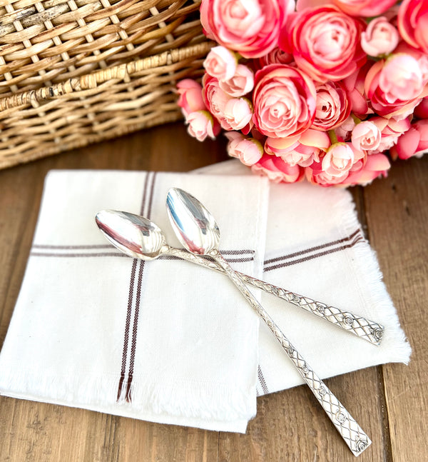 Handwoven napkins in white stipe 