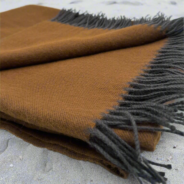 Baby alpaca throw in brown 