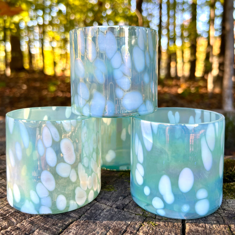 Aqua blue glass votive holders 