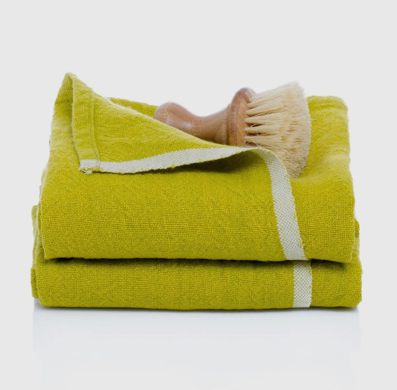 Heavyweight Linen Tea Towel in Lime Green