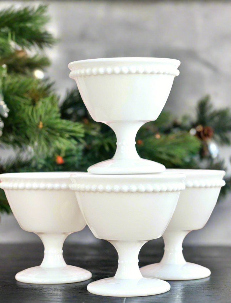 Vintage milk glass dessert pedestal dishes 