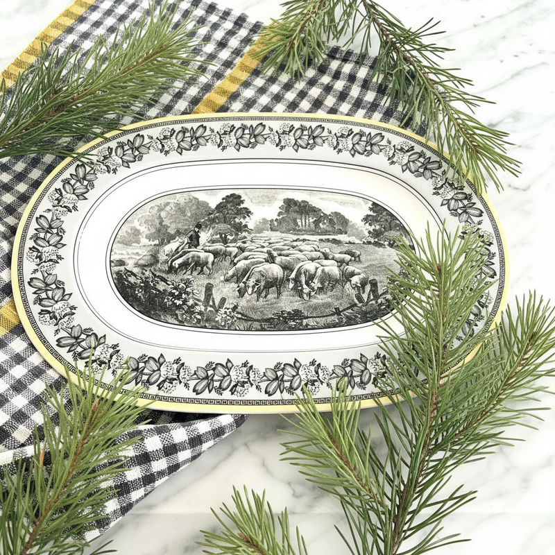 Gingham linen tea towel