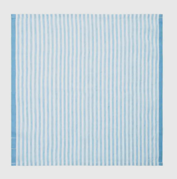 Belgian linen napkins in sky blue stripe by caravan 