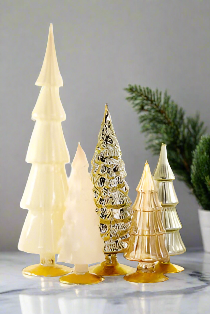 Glass hue trees in ivory 