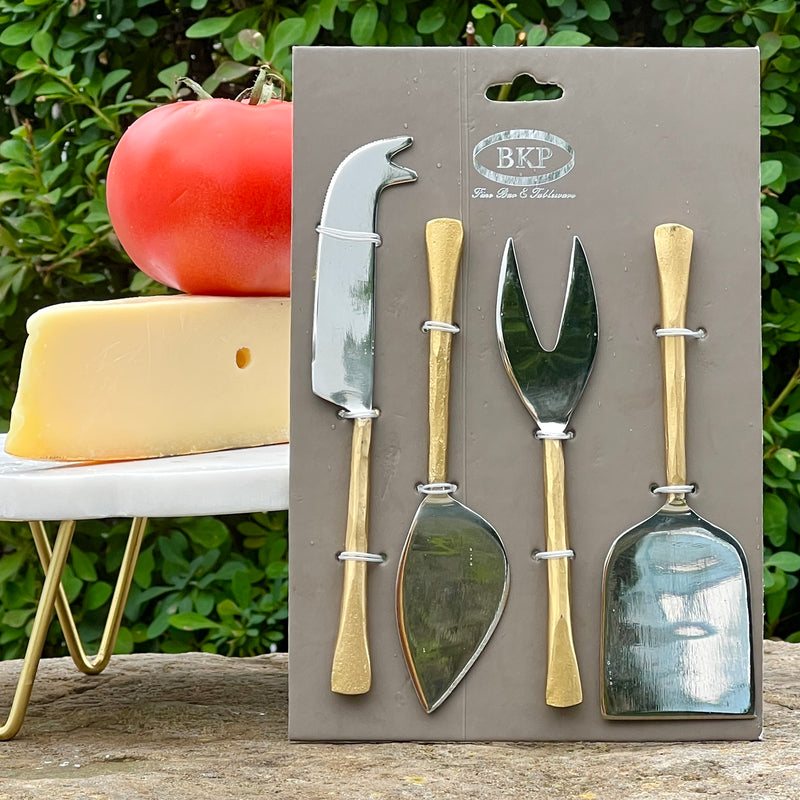 Matte Gold Handled Two Tone Cheese Serving Set