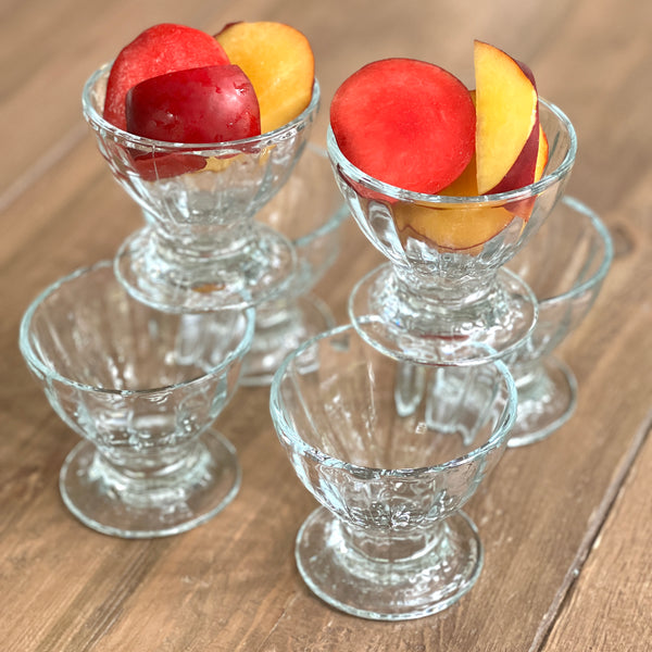 vintage heavy weight ribbed glass dessert cups