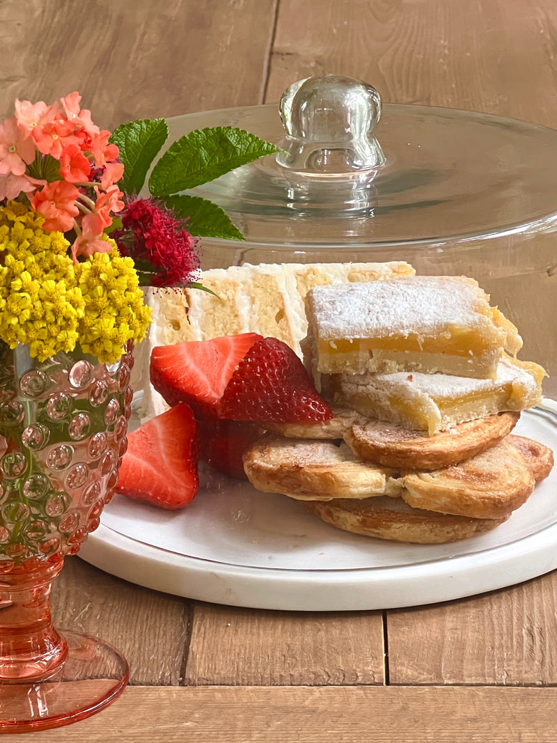 Parisian Bakery Marble Serving Platter with Glass Dome Cover by Caravan