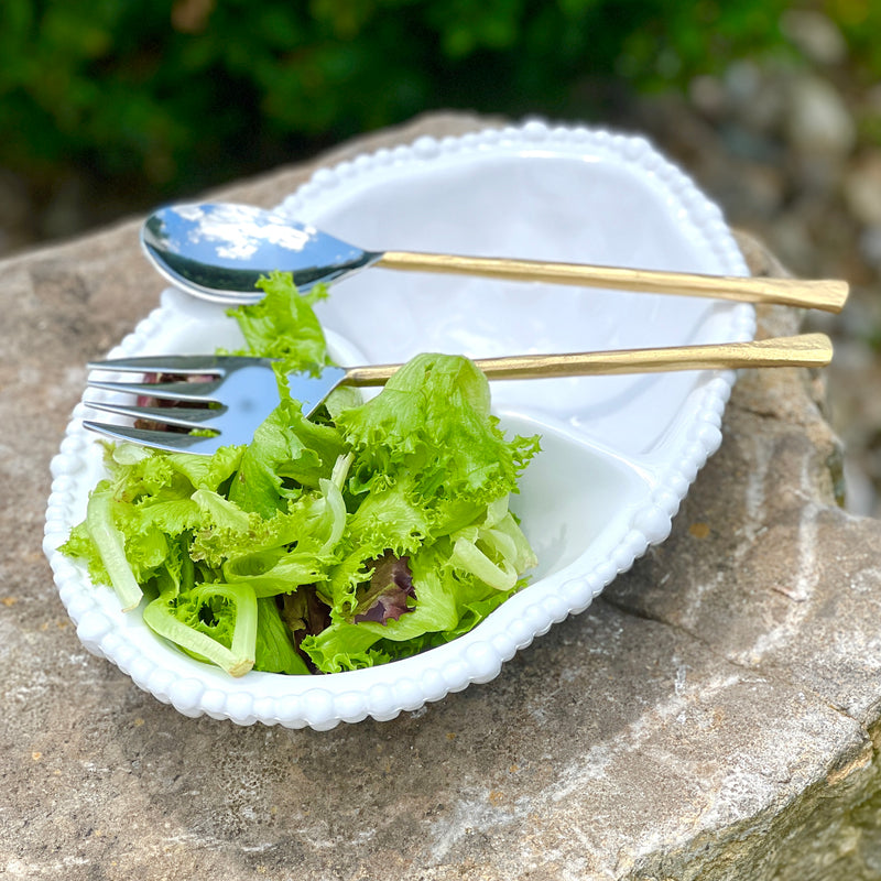 Matte Gold Carved Handled Salad Servers