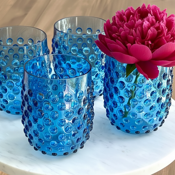 Outdoor Stemless Wine Glasses in Blue set of 4 – DOVECOTE