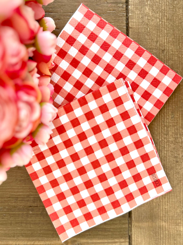 Red and white plaid paper napkins 