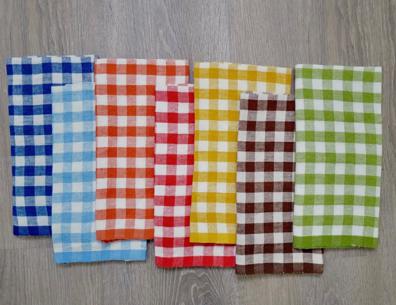 Belgian Linen Napkins in Tomato Red Plaid Set of 4 Almost Gone!