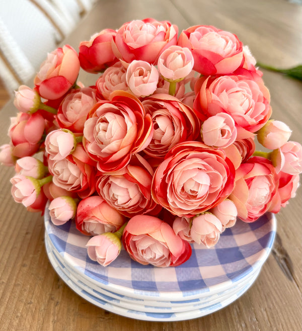 Faux flower stems in pink roses