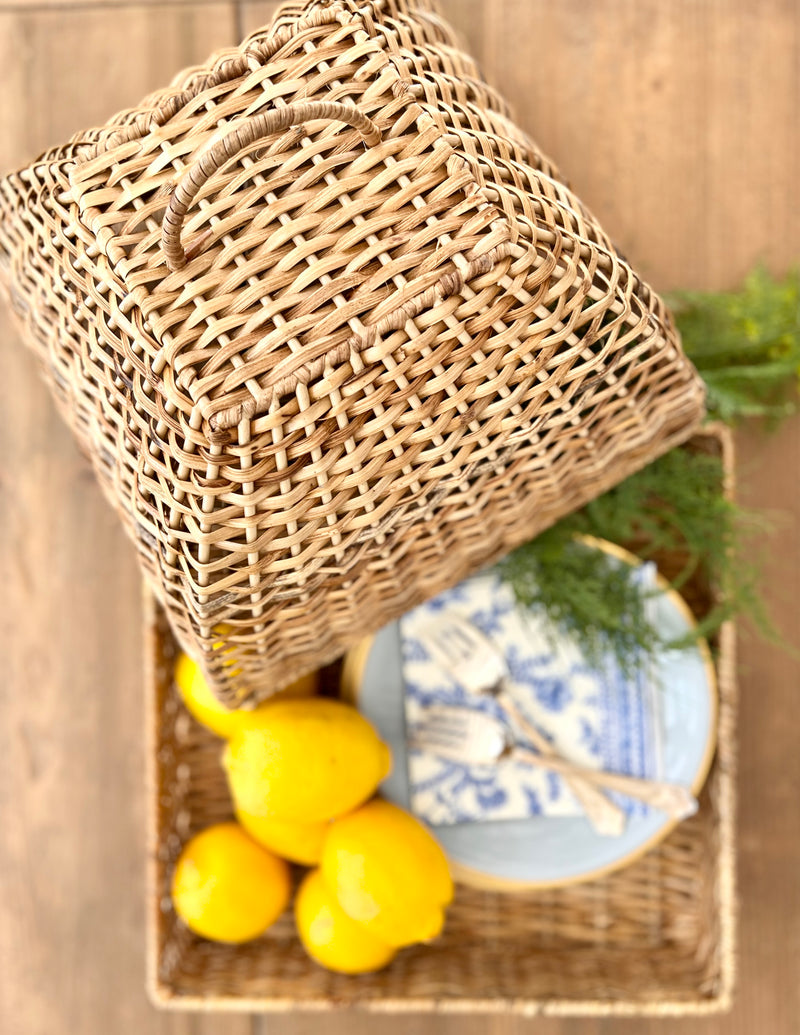 Wicker Domed Food Cloche with Tray by The Enchanted Home
