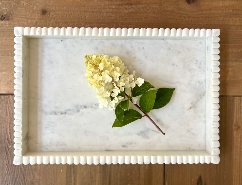 Marble Serving Tray with Fluted Edges