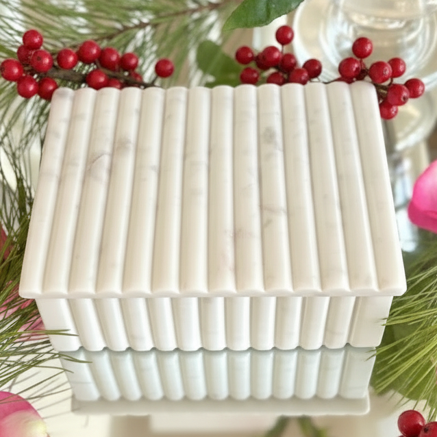 Marble Box with Fluted Edges
