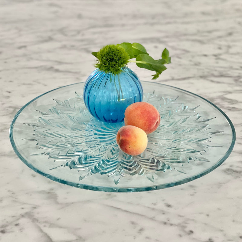 Vintage blue glass platter