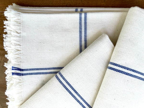 Handwoven Napkins in Blue Stripe Set of 4 Oversized
