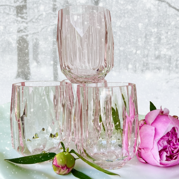 Outdoor Acrylic Glasses in Pink Set of 4