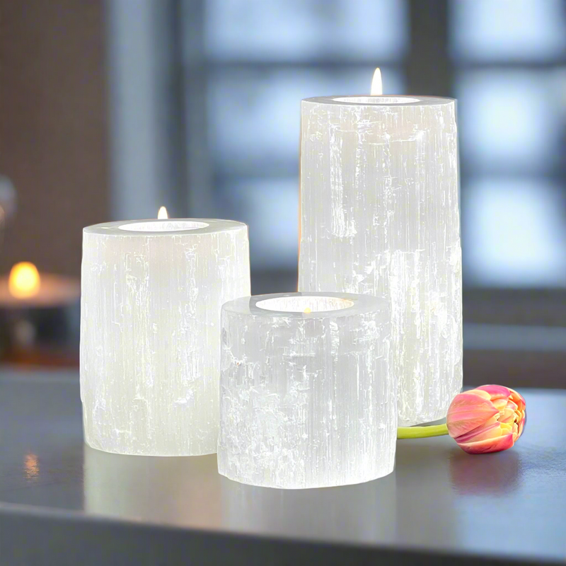 Selenite Crystal Votive Candle Holders 4 sizes