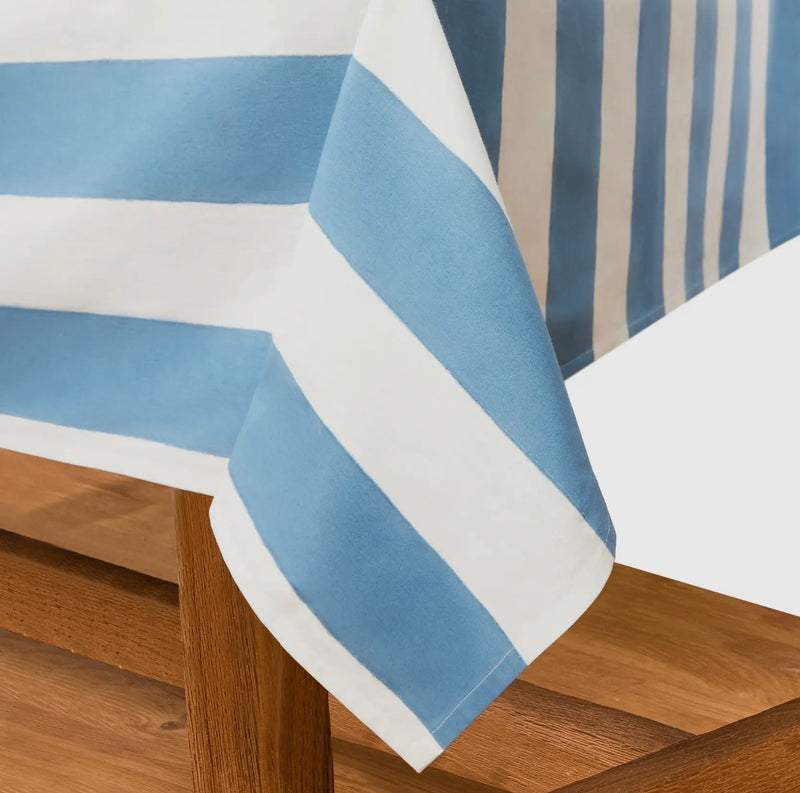 Cabana Striped Tablecloth in Blue and White