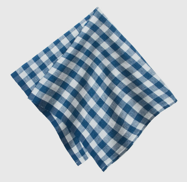 Belgian Linen Napkins in Blueberry Plaid Set of 4 Almost Gone!