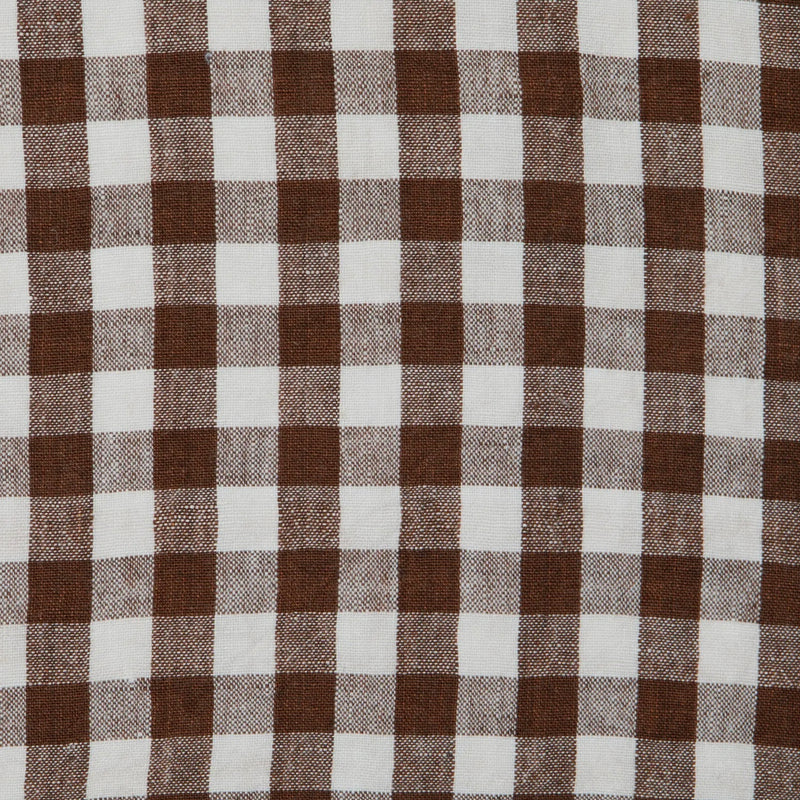 Belgian Linen Napkins in Chestnut Brown Plaid by Caravan Set of 4