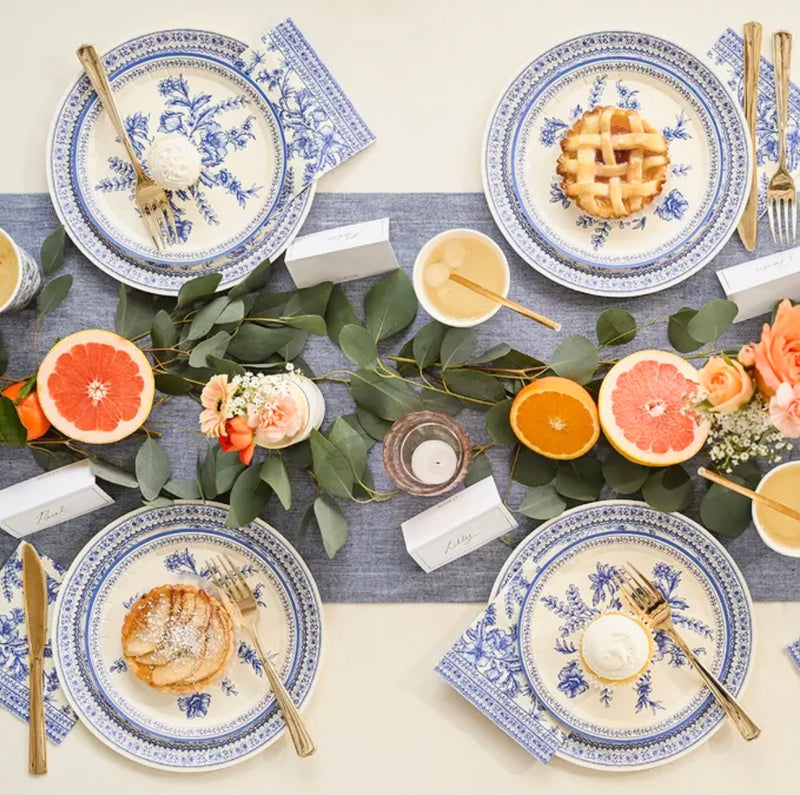 Toile Paper Dinner Plates in Blue by Coterie