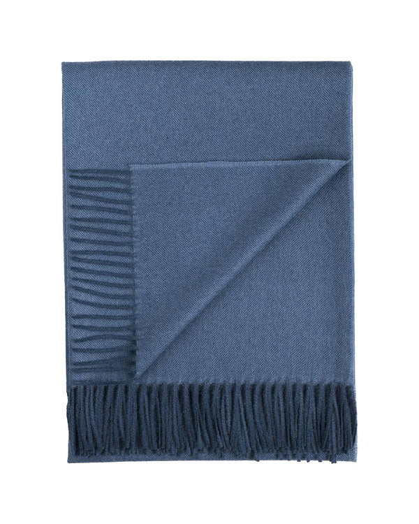 Baby alpaca throw in blue jean