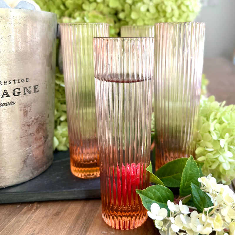 Pink stemless champagne flutes 