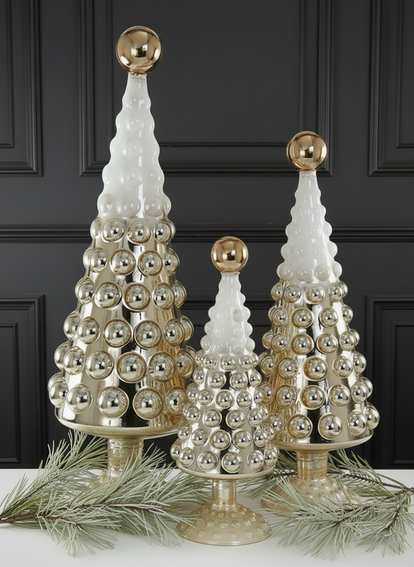 Gold hobnail glass trees