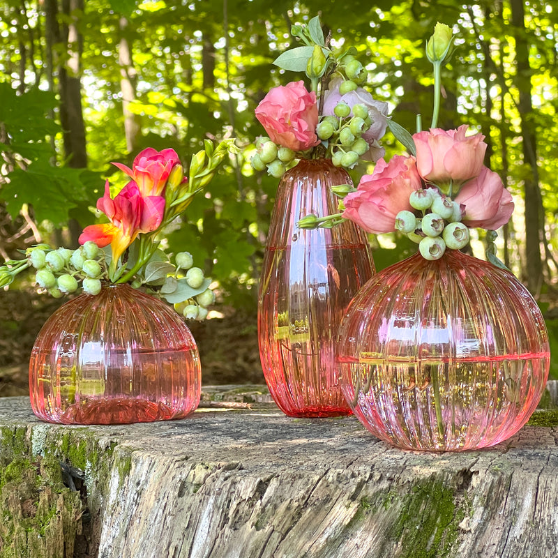 Pre Order Now! Artisan Handblown Bud Vase Trio in Quince Pink