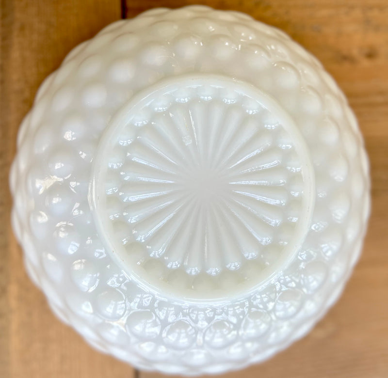 Vintage White Bubble Milk Glass Serving Bowl