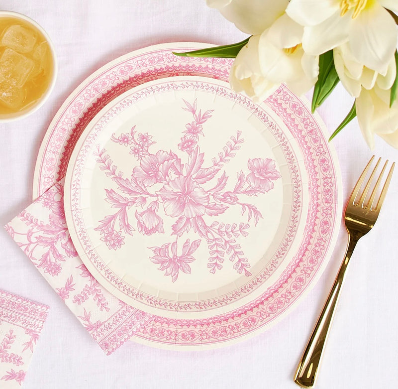 Toile Paper Napkins in Pink and White