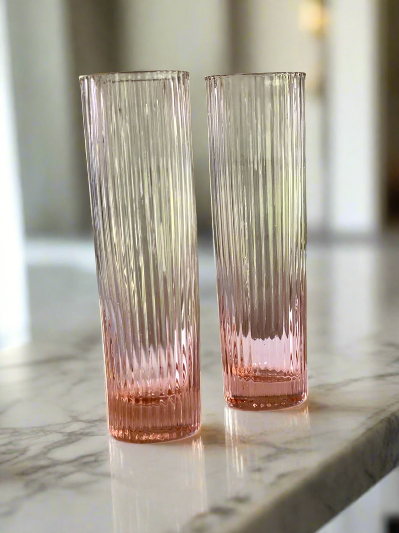 Pink Stemless Champagne Flute Glasses Pair Last One!