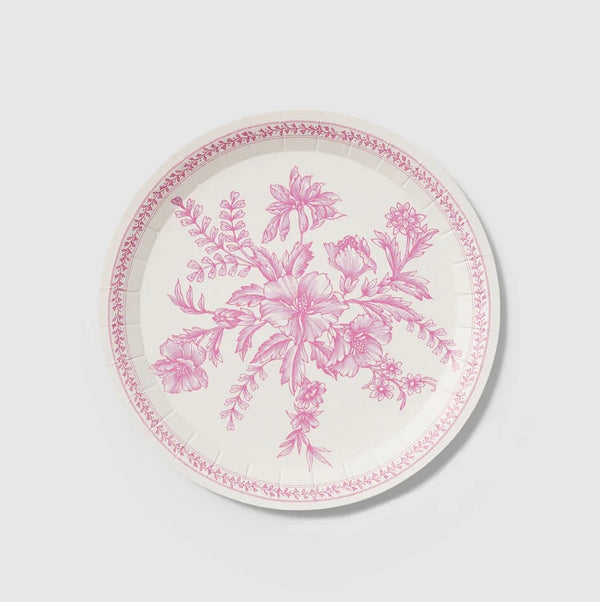 Toile Paper Salad Plates in Pink by Coterie