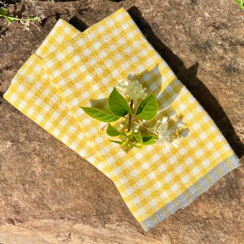 Gingham linen tea towel 