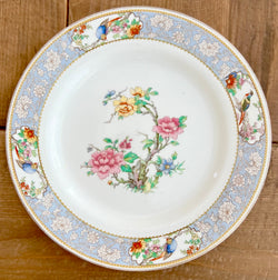 Vintage Johnson brothers China plate with birds and blue floral 