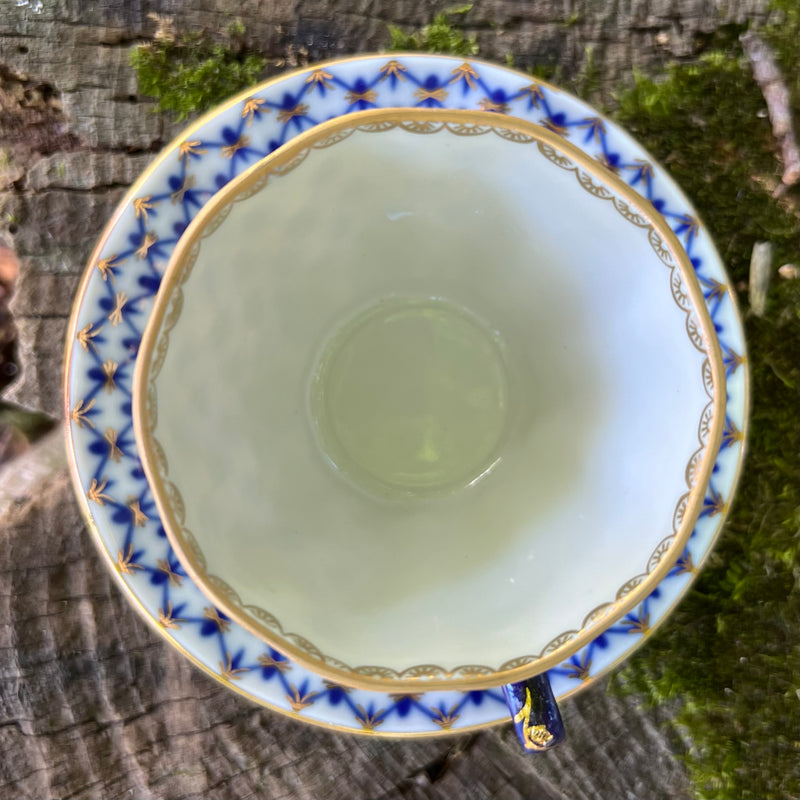 Vintage Blue and White Teacup with Saucer