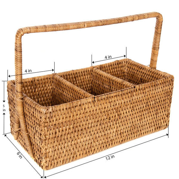 Rattan 3 Section Cutlery Caddy by Artifacts