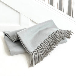 Baby alpaca throw in silver gray