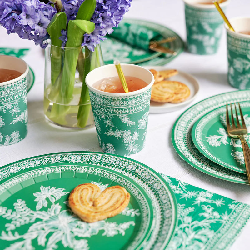 Toile Paper Salad Plates in Green