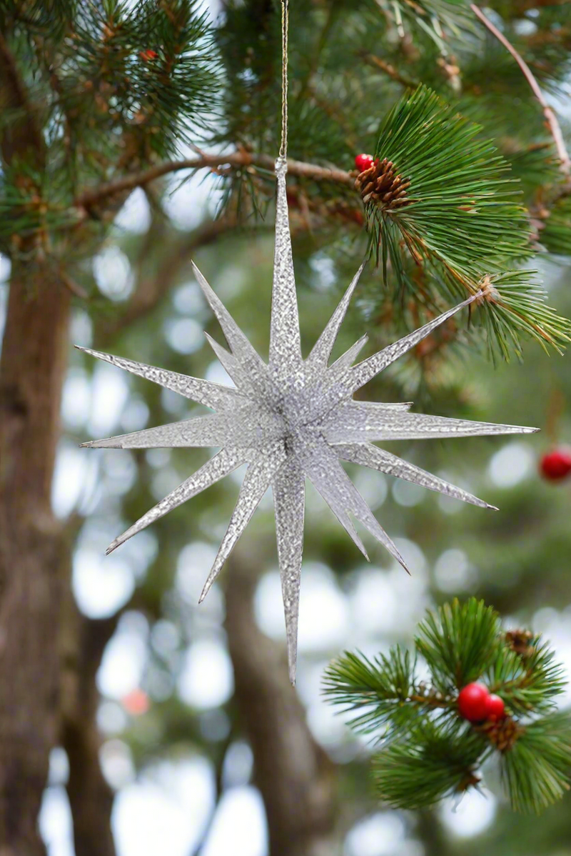 Silver starburst ornament 