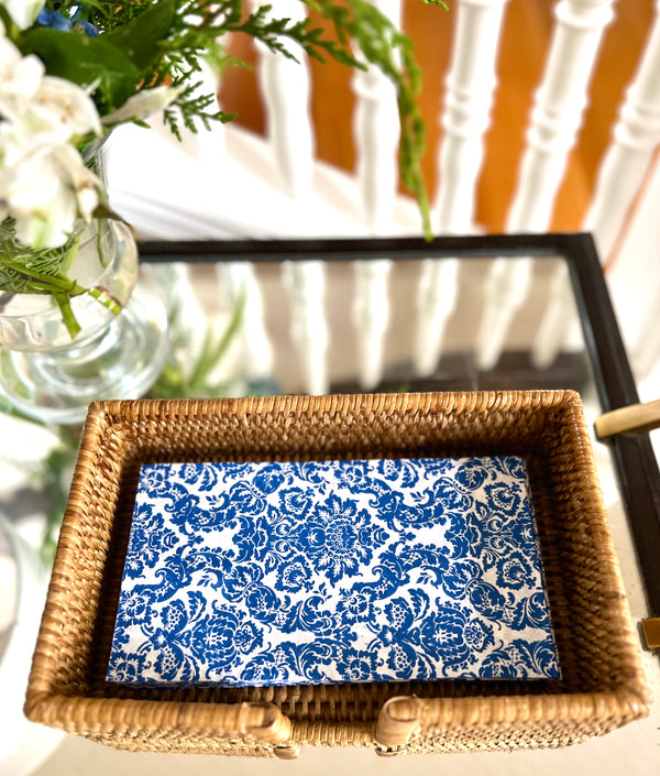 Blue & White Damask Paper Napkins