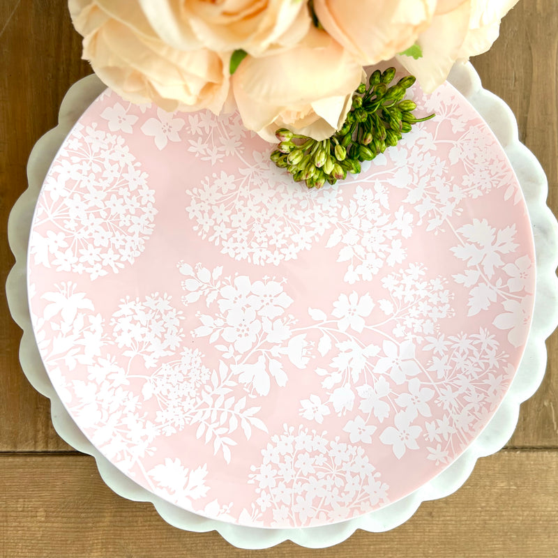 Pink Floral Plastic Party Plates Set of 12