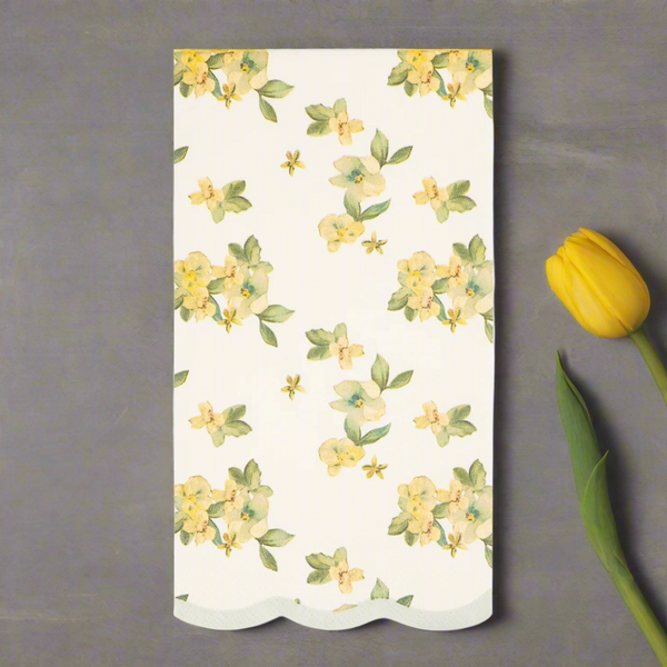 Yellow floral paper napkin